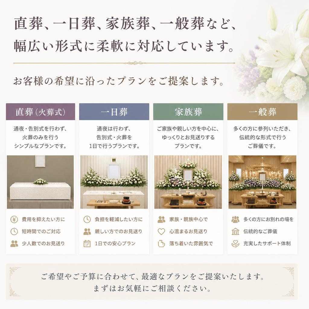 多様な葬儀形式に対応