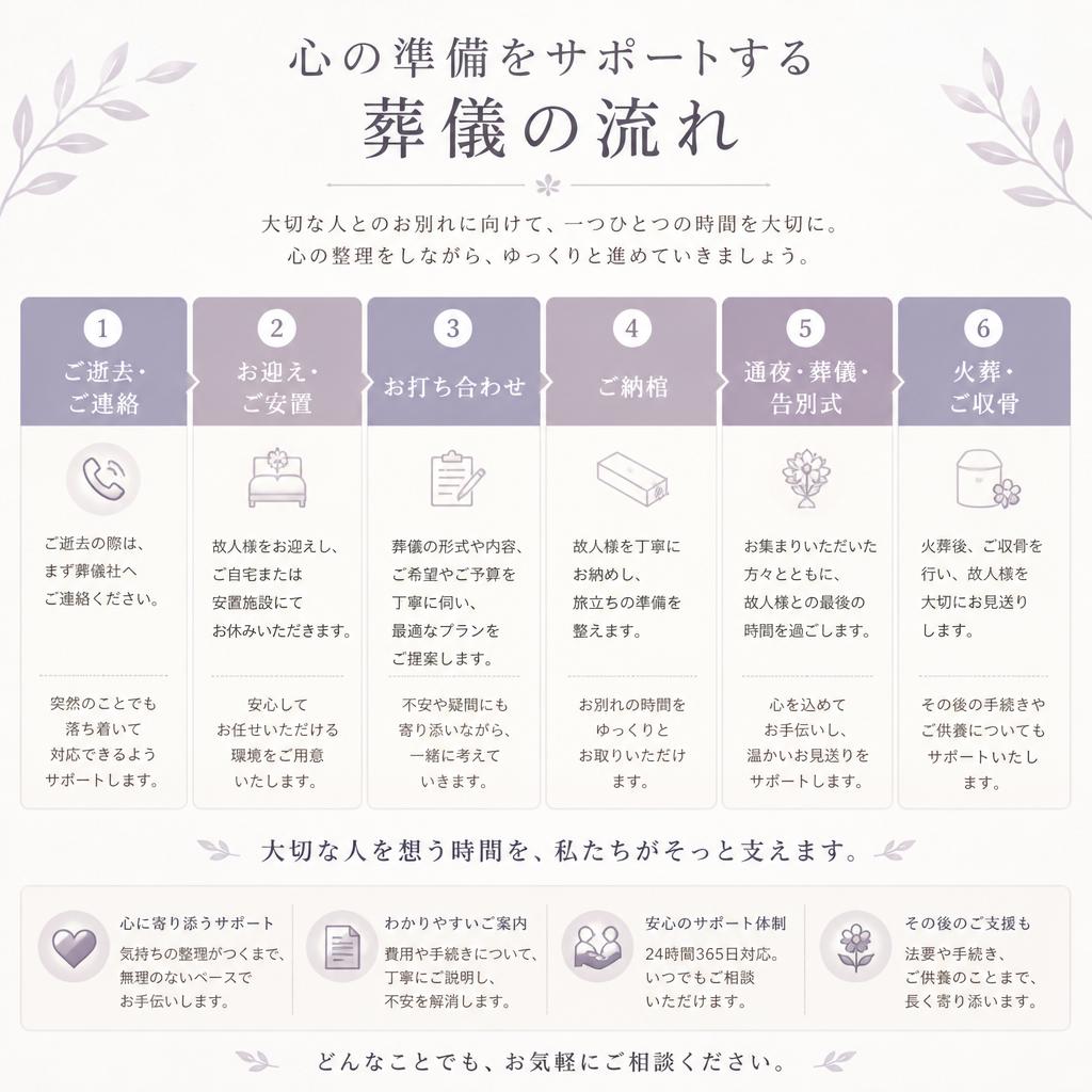 心の準備をサポートする葬儀の流れ